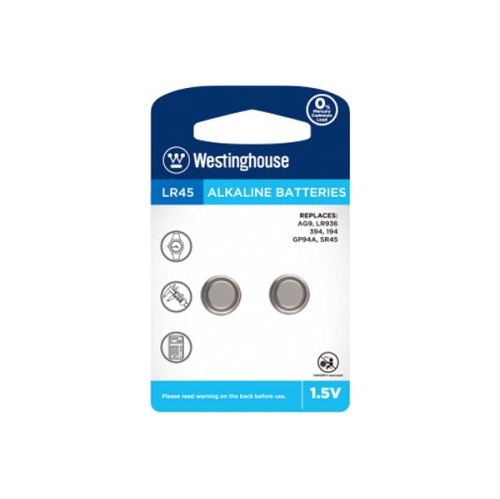 10 x LR45 / AG9 Westinghouse Alkaline Button Batteries