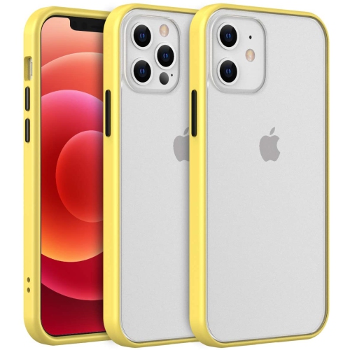 【Compatible avec la charge sans fil】 Étui Coque caoutchouté mince translucide mat antichoc pour iPhone 12 / 12 Pro, Jaune