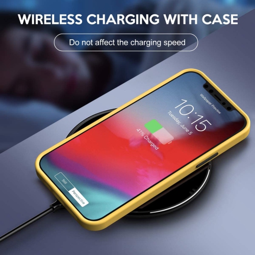 【Compatible avec la charge sans fil】 Étui Coque caoutchouté mince translucide mat antichoc pour iPhone 12 / 12 Pro, Jaune