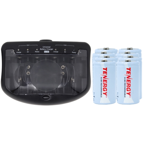 V2299 Universal Smart Charger + 8 D Tenergy NiMH Batteries