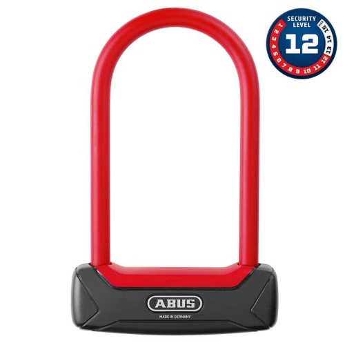 ABUS , Granit Plus 640, U-Lock, Key, 12Mm, 8.30Cm X 15.0Cm, 3.3" X 5.9" In Red