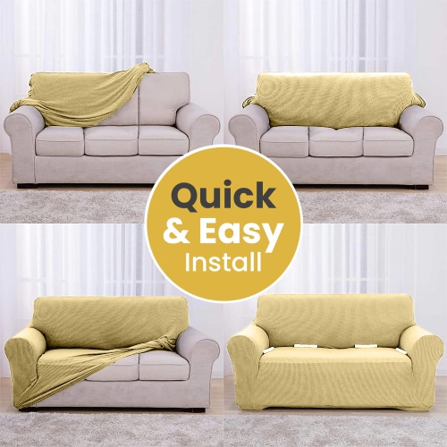 Canadian Linen Premium Sofa Slipcover 3 Seater Couch Protector Stretchable Ultra Soft 220 GSM Full 360 Round Coverage with Elastic Bottom for Kids