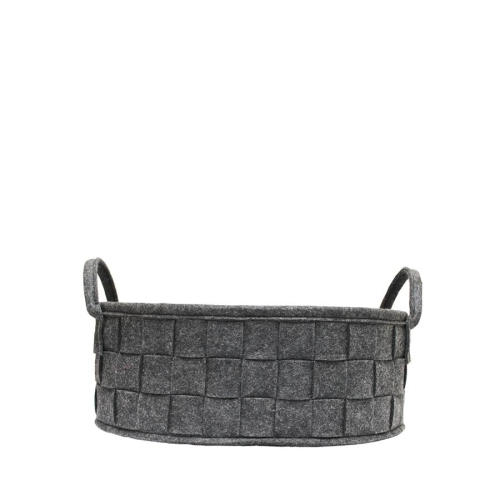Jessar - Braided Felt Storage Basket, 33 x 25 x 12cm, Dark Gray