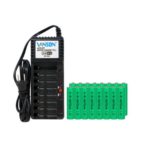 V-868 8 Bay AA & AAA Charger + 16 AAA NiMH Batteries