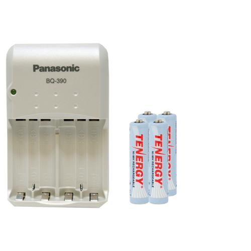Chargeur de batterie intelligent BQ-390 de Panasonic + 4 piles AAA NiMH rechargeables