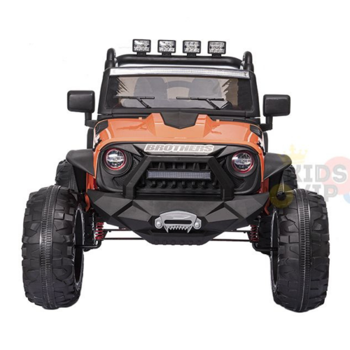 KidsVIP Kids Ride On 24V Battery Powered EVA Big Wheels Truck: Rubber Wheels, 1 Leather Seat, Bluetooth Music Player, Lights, Remote