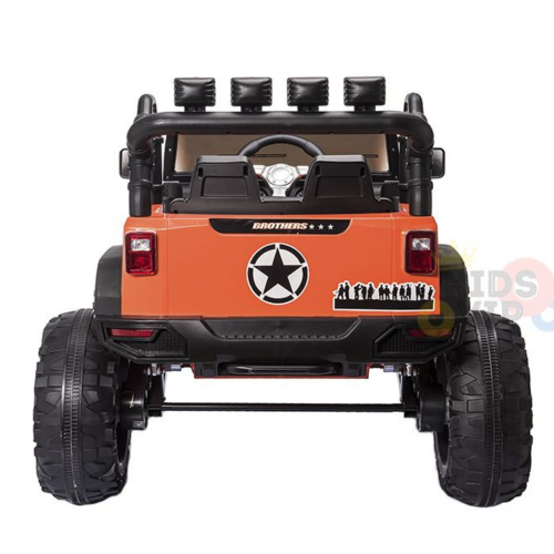 KidsVIP Kids Ride On 24V Battery Powered EVA Big Wheels Truck: Rubber Wheels, 1 Leather Seat, Bluetooth Music Player, Lights, Remote