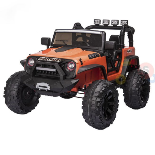 KidsVIP Kids Ride On 24V Battery Powered EVA Big Wheels Truck: Rubber Wheels, 1 Leather Seat, Bluetooth Music Player, Lights, Remote