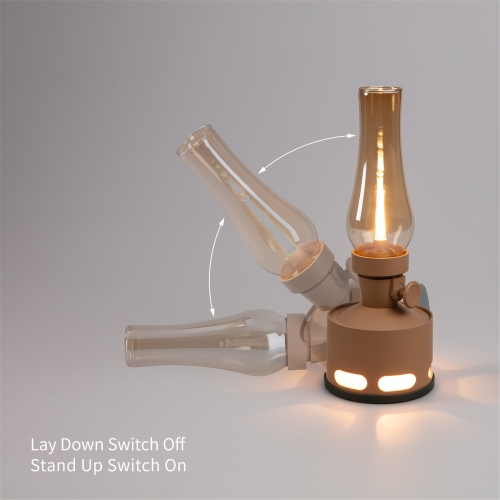 Tubicen Rechargeable LED Oil Lantern, 4000mAh Battery Operated Flameless  LED Kerosene Lamp, Cordless Desk Lantern Kerosene Light, Blow/Tilt Off  Control, 10-Way Dimmable Table Lamp, Brown