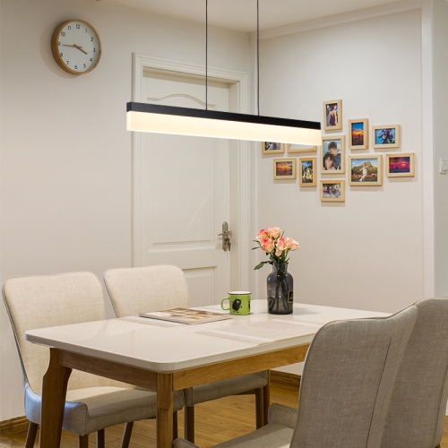 Tubicen LED Linear Pendant Light, 17W LED Dimmable Dining Room Lighting Fixture Hanging, 11.8"-68.9" Height Adjustable, 35.4"L Kitchen Island Pendant