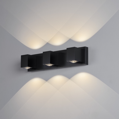 Applique de salle de bain Tubicen à 3 lampes sur miroir, applique murale à DEL à intensité réglable de 19.7 po, aluminium de 30 W vers le bas pour