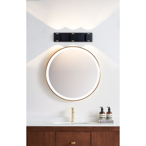 Applique de salle de bain Tubicen à 3 lampes sur miroir, applique murale à DEL à intensité réglable de 19.7 po, aluminium de 30 W vers le bas pour