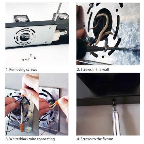 Applique de salle de bain Tubicen à 3 lampes sur miroir, applique murale à DEL à intensité réglable de 19.7 po, aluminium de 30 W vers le bas pour