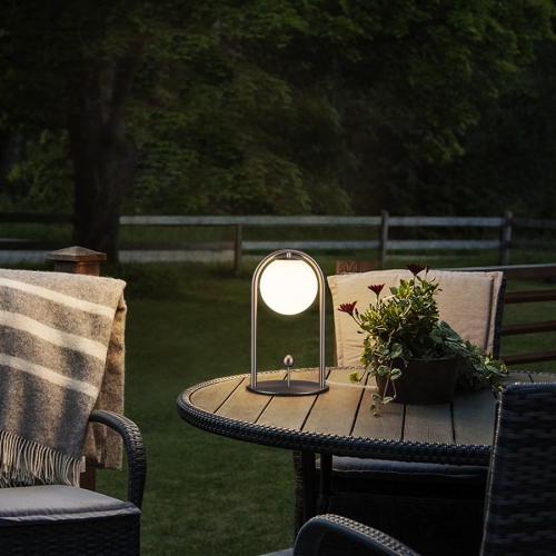 Tubicen Mid Century Table Lamp, Modern Glass Globe Nightstand Lamp, 4-Way LED Dimmable Metal Bedside Lamp, Touch Switch, USB Plug in Living Room