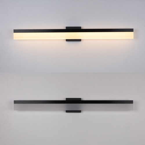 Tubicen Dimmable LED Linear Vanity Light, 17W Black Bathroom Light Fixture Over Mirror, Acrylic Aluminum Bath Wall Sconce Lighting, 35.4 inch