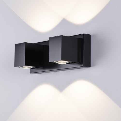 Tubicen 2 Lights Wall Sconce Light Up Down, 20W LED Dimmable Bathroom Vanity Light Over Mirror, Modern Indoor Wall Lamp for Bedroom Hallway Stairs,