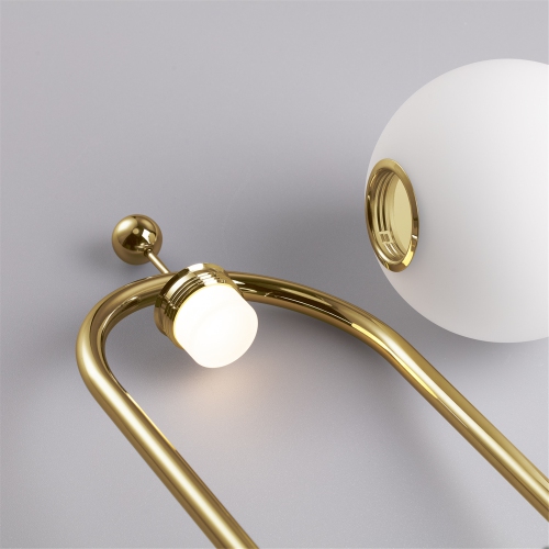 Tubicen Modern Glass Shade Table Lamp, 4-Way Touch Dimmable LED Table Light, Bedroom Nightstand Lamp with USB Plug, White Globe Moon Lamp, Gold Desk