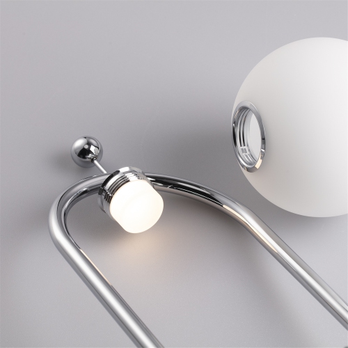 Tubicen Mid Century Table Lamp, Modern Glass Globe Nightstand Lamp, 4-Way LED Dimmable Metal Desk Lamp, Touch Switch, USB Plug in Bedside Night