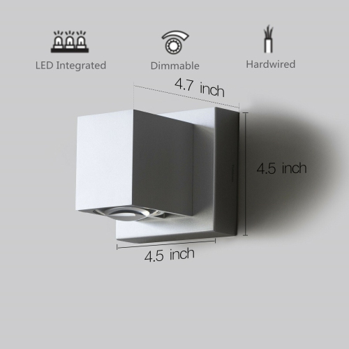 Applique murale à DEL à intensité réglable Tubicen, lampe murale lumineuse intérieure de 10 W vers le haut et le bas, puissante lampe murale en métal