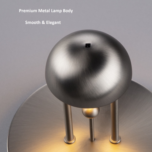 Tubicen Cordless Table Lamp, Rechargeable Battery Operated Lamp, LED Portable Bedside Lamps, Gesture Control with Memory Function, Stepless Dimmable