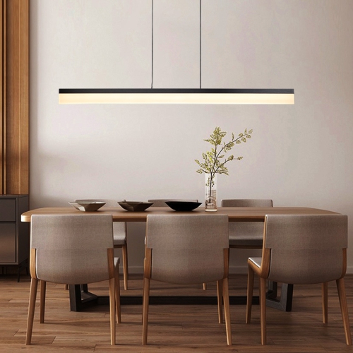 Tubicen LED Linear Pendant Light, 20W LED Dimmable Dining Room Lighting Fixture Hanging, 11.8"-68.9" Height Adjustable, 47.2"L Kitchen Island Pendant