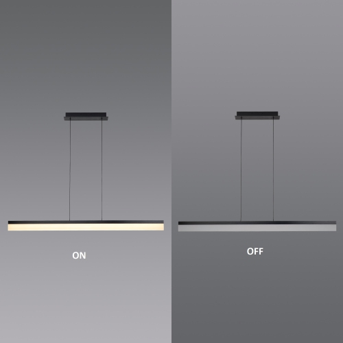 Tubicen LED Linear Pendant Light, 20W LED Dimmable Dining Room Lighting Fixture Hanging, 11.8"-68.9" Height Adjustable, 47.2"L Kitchen Island Pendant