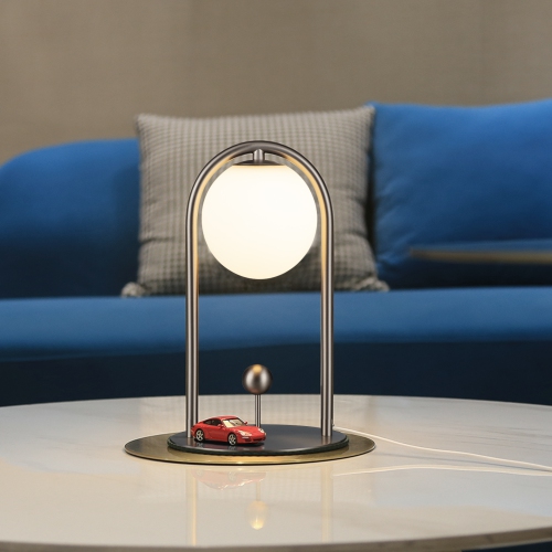 Tubicen Mid Century Table Lamp, Modern Glass Globe Nightstand Lamp, 4-Way LED Dimmable Bedside Desk Lamp, Touch Switch, USB Plug in Living Room Lamp,