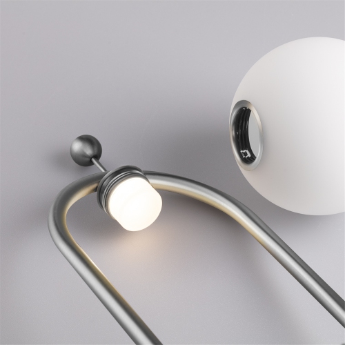 Tubicen Mid Century Table Lamp, Modern Glass Globe Nightstand Lamp, 4-Way LED Dimmable Metal Desk Lamp, Touch Switch, USB Plug in Bedside Night