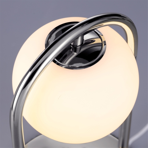 Tubicen Mid Century Table Lamp, Modern Glass Globe Nightstand Lamp, 4-Way LED Dimmable Metal Bedside Lamp, Touch Switch, USB Plug in Living Room