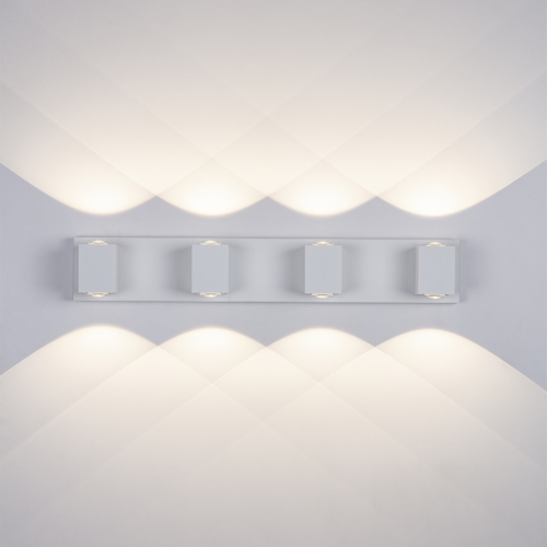 Tubicen 4-Light Bathroom Light Over Mirror, 27.6 inch LED Dimmable Vanity Light, 40W Aluminum Wall Sconce Light Up Down for Living Room Hallway, White