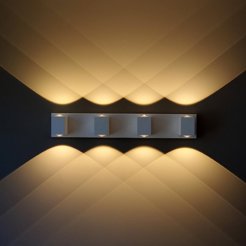 Tubicen 4-Light Bathroom Light Over Mirror, 27.6 inch LED Dimmable Vanity Light, 40W Aluminum Wall Sconce Light Up Down for Living Room Hallway, White