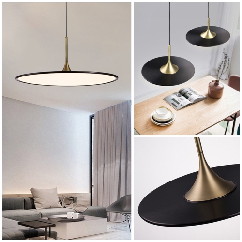 Tubicen LED Dimmable Pendant Light, D15.7 inch Ceiling Hanging Lamp, Ultrathin Disc Sleek Dining Room Light Fixtures, 15.7''-78.3'' Height Adjustable
