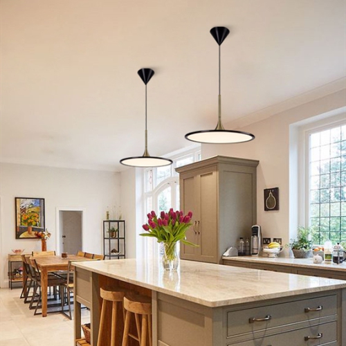 Lampe suspendue Tubien à DEL à intensité réglable, plafonnier D19,7 po, luminaires de salle à manger ultraminces, plafonnier moderne à hauteur