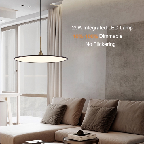 Lampe suspendue Tubien à DEL à intensité réglable, plafonnier D19,7 po, luminaires de salle à manger ultraminces, plafonnier moderne à hauteur