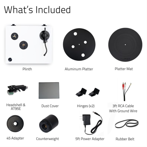 Tourne-disque haute fidélité RT81 Elite de Fluance avec cartouche AT95E d'Audio Technica, entraînement par courroie, préamplificateur