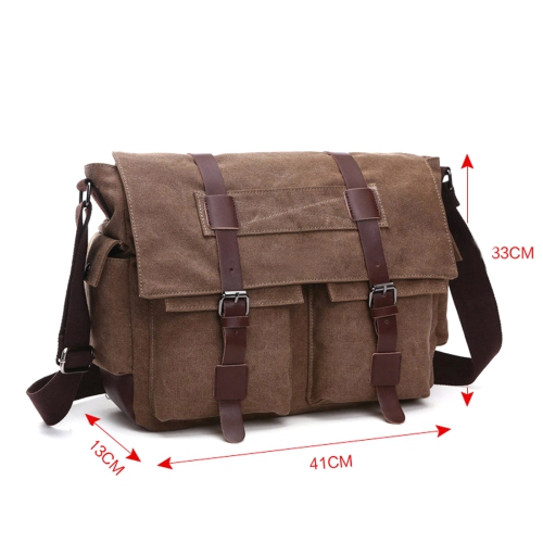 Splurg'd Canvas Laptop bag. Messenger style bag cross body bag. Military look, for ladies or men - Black
