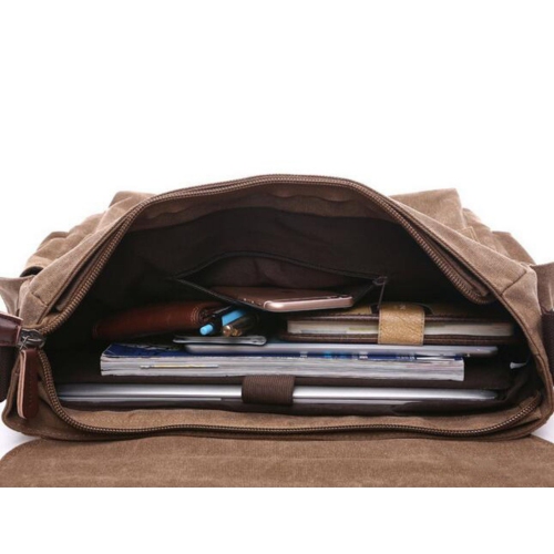 Splurg'd Canvas Laptop bag. Messenger style bag cross body bag. Military look, for ladies or men - Black