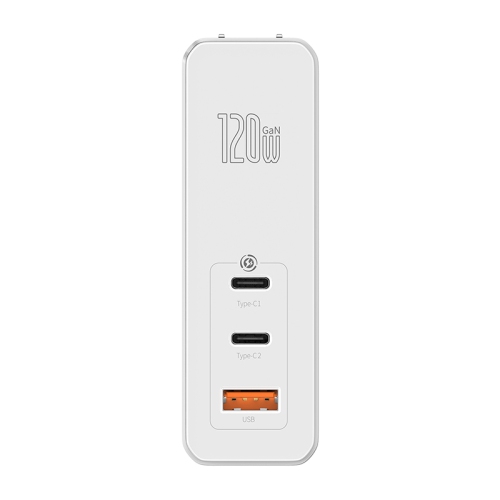 Baseus 120W GaN Mini Quick Charger 2USB-C 1USB-A White