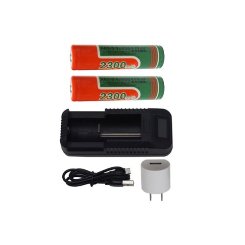 POWER PORTABLE  1-Slot Li-Ion Charger W/ Lcd Display + 2 X 18650 3.6 Volt 2300 Mah Li-Ion Batteries