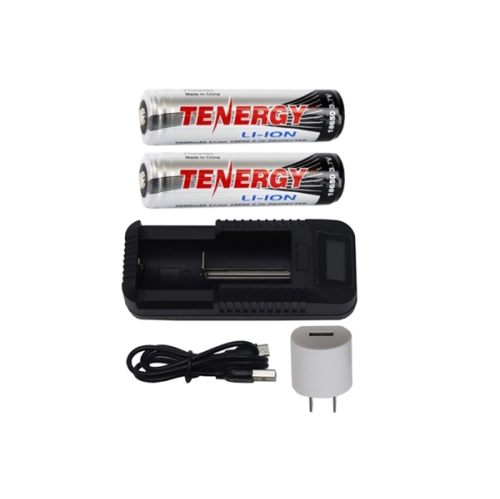 TENERGY  1-Slot Li-Ion Charger W/ Lcd Display + 2 X 18650 3.6V 2600 Mah Li-Ion W/ PCb