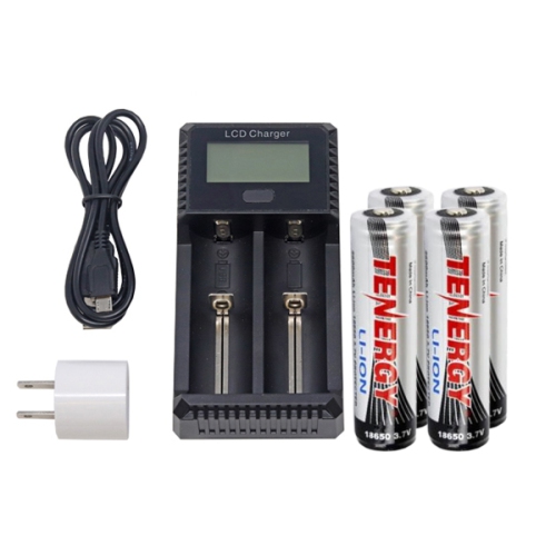 TENERGY  2-Slot Fast Battery Charger + 4 X 18650 3.6V 2600 Mah Li-Ion W/ PCb