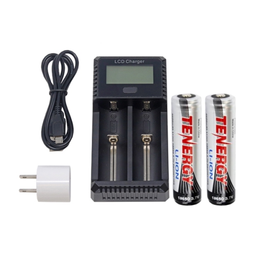 TENERGY  2-Slot Fast Battery Charger + 2 X 18650 3.6V 2600 Mah Li-Ion W/ PCb