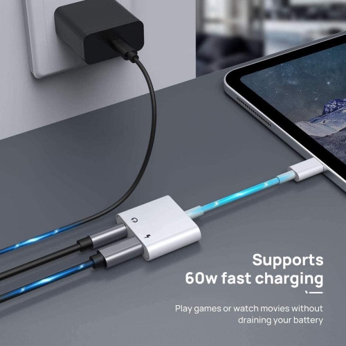 Electrox Lightning to 3.5mm Dual Ports Dongle Charger/Headphone Adapter with AUX Audio Earphone Accessory for iPhone, iPad, Apple