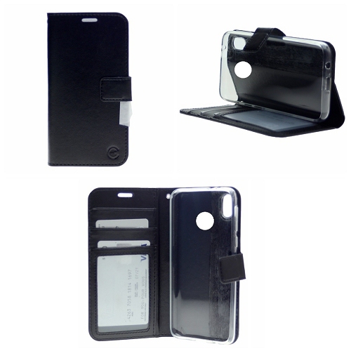 TopSave Leather Folio Flip Wallet w/Magnetic Clip Card Slot Holder Case For Motorola Moto G Fast(2020), Black