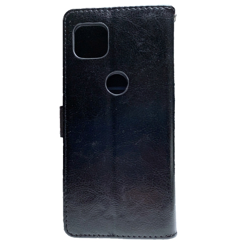 TopSave Matt Leather Folio Flip Wallet w/Magnetic Clip Card Slot Holder Case For Motorola Moto One 5G Ace(2021), Black