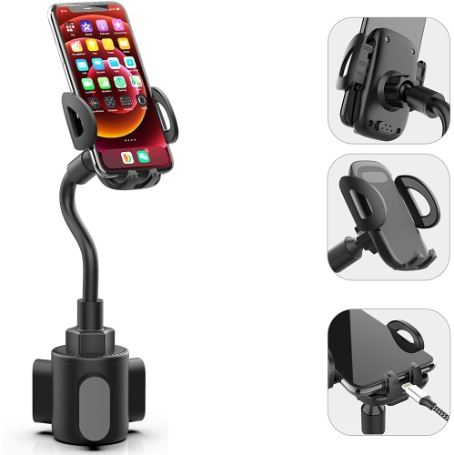 TopSave Universal Car Cup Phone Holder Adjustable Gooseneck Cradle Car Mount,  Black