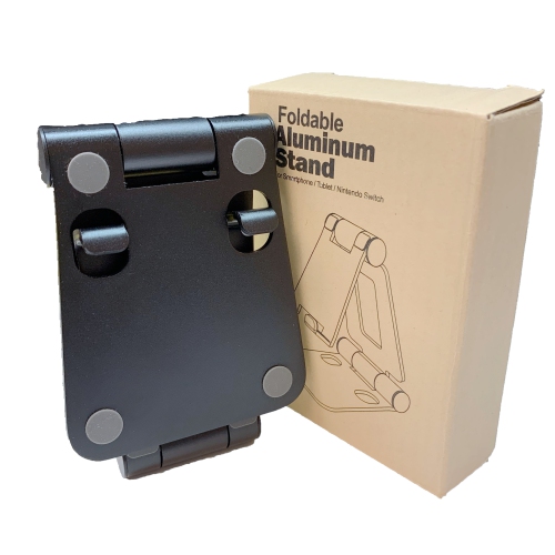 TopSave Portable Foldable Aluminium Desk Stand For Smartphones, Tablets, Nintendo Switch-Black