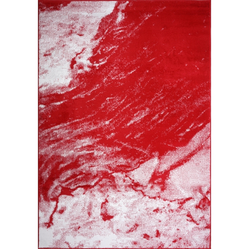 LADOLE RUGS  La Dole Rugs Bright White Abstract Rustic Modern Marble Pattern Area Rug for Living Room Bedroom Hallway Carpet 7'10" X 10'5" In Red