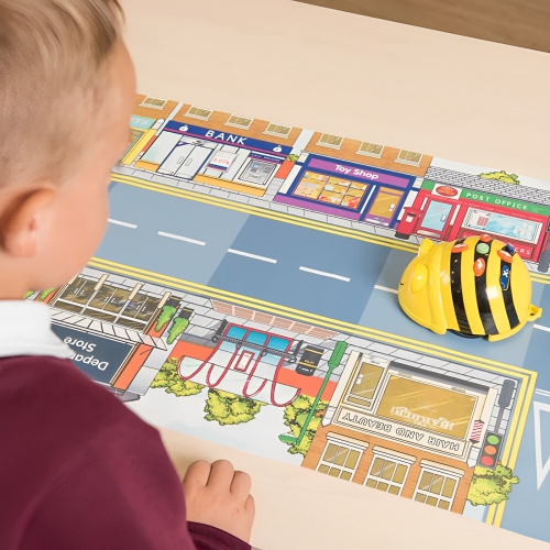 Bee-Bot Coding Robot with 4 Activity Robot Mats, A5 Sequence-Cards & 10 White Clip-on-Shells Starter Bundle, Educational STEM Programming Teaching