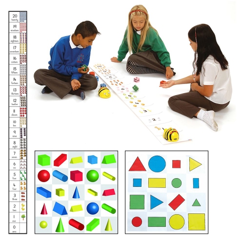 TTS Bee-Bot & Blue-Bot Number Line Mat - 3D Shapes Mat - Shapes, Colour & Size Mat - Durable PVC Mat - Best Teaching Tool for Kids - Coding for 3 Yea